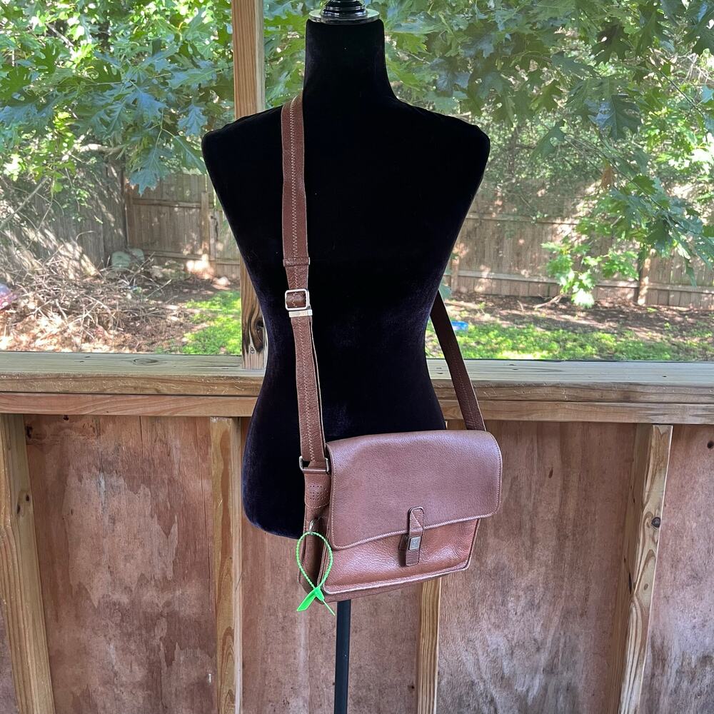 Gucci Vintage Brown Leather Messenger Crossbody Bag Est. 1970's Era - Picture 3 of 15